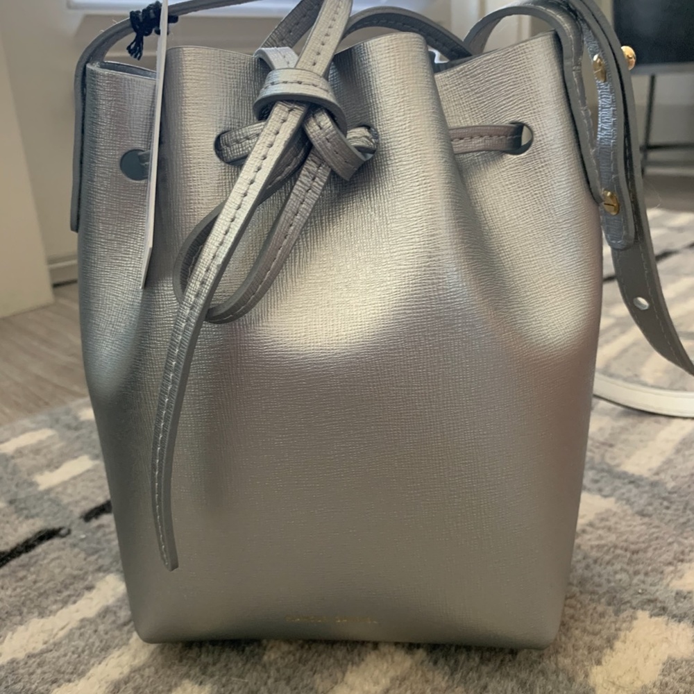 NWT Mansur Gavriel Mini Mini Silver Bucket Bag